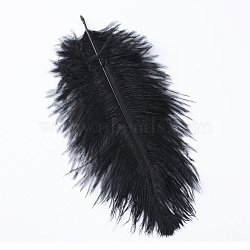 Ostrich Feather Costume Accessories, Dyed, Black, 25~30cm(FIND-R036-C-07)