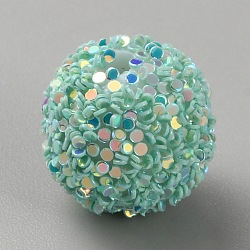 Opaque Acrylic Beads, Round, Turquoise, 15.5x14.5mm, Hole: 2.3mm(MACR-WH0010-12K)