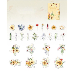 25Pcs Flowers Theme DIY Paper Stickers, for DIY Album Scrapbook, Diary Decoration, Orange, 36~89x12~87x0.1mm(STIC-U004-02B)