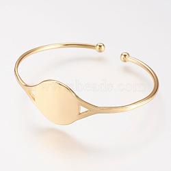 Brass Cuff Bangle, Real 18K Gold Plated, 1-3/4 inchesx2 inches(44x52mm)(BJEW-P168-B11)