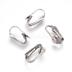 304 Stainless Steel Clip-on Earring Findings, Stainless Steel Color, 16~17x9x4mm(STAS-E453-02P)