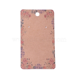 Cardboard Earring Display Cards, Rectangle with Flower Pattern, BurlyWood, 9x5x0.04cm, Hole: 1.5mm(CDIS-F003-11B)