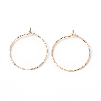 Rack Plating Brass Hoop Earring Findings, Long-Lasting Plated, Cadmium Free & Lead Free, Golden, 29x25x4mm, Pin: 0.8mm