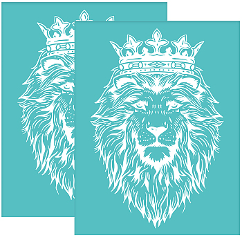Self-Adhesive Silk Screen Printing Stencil, for Painting on Wood, DIY Decoration T-Shirt Fabric, Turquoise, Lion Pattern, 220x280mm
