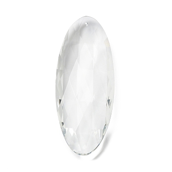 Transparent Glass Pendants, Faceted, Oval, for Chandelier Crystal Hanging Pendants, Clear, 119.5x44.5x18mm, Hole: 2mm