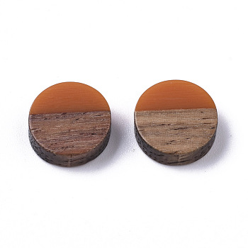 Resin & Wood Cabochons, Flat Round, Chocolate, 10x2.5~4mm