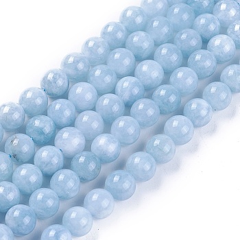 Natural Jade Beads Strands, Dyed, Imitation Aquamarine, Round, 8mm, Hole: 1.2mm, about 47pcs/strand, 14.8 inch~15 inch(37.5~38cm)