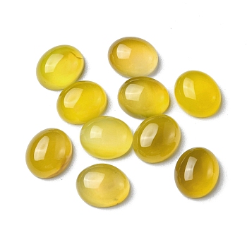 Natural Yellow Agate Cabochons, Oval, 12x10x5mm