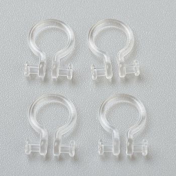 Plastic Clip-on Earring Findings, for Non-pierced Ears, Clear, Hole: 0.8mm, 11x8x1.2mm