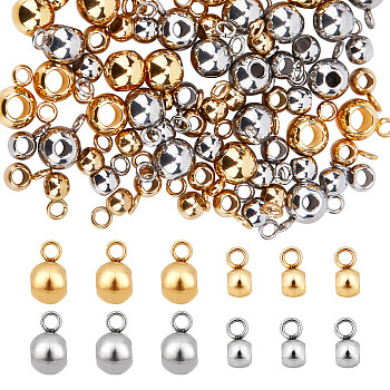 80pcs 4 style 304 Stainless Steel Tube Bails, Loop Bails, Rondelle & Round, Golden & Stainless Steel Color, 3.5~5x2~6mm, Hole: 1~2mm, 20pcs/style