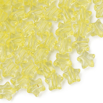 Transparent Acrylic Beads, Star, Yellow, 9x9.5x5.5mm, Hole: 2mm, about 2000pcs/500g
