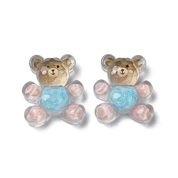 Transparent Epoxy Resin Decoden Cabochons, with Glitter Powder, Bear, Colorful, 21x18x7.5mm