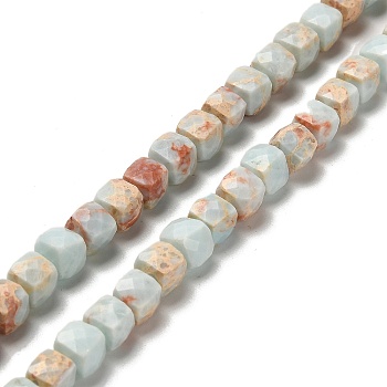 Synthetic Shoushan Stone Beads Strands, Faceted, Cube, 6.5~7.5x6.5~7.5x6.5~7.5mm, Hole: 1.2mm, about 57~58pcs/strand, 15.35~15.55 inch(39~39.5cm)