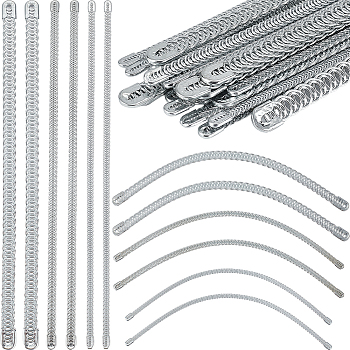 30Pcs 3 Styles Carbon Steel Spiral Corset Boning Stay, Modeling Sticks, Stainless Steel Color, 240x5~10x2mm, 10pcs/style