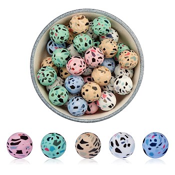 WEWAYSMILE 50Pcs 5 Styles 15mm Silicone Round Beads Making Kit, Silicone Beads Bulk, Round Silicone Beads, for Jewelry Crafts Necklace Garland Bracelet, Mixed Color, 15mm