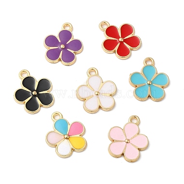 Golden Mixed Color Flower Alloy+Enamel Pendants