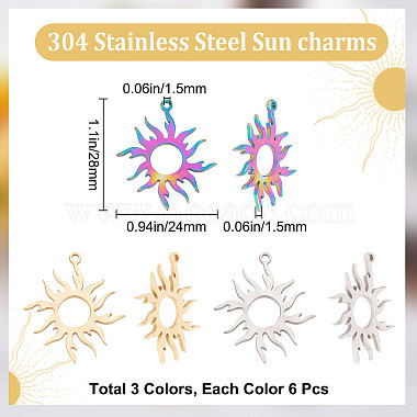 18Pcs 3 Colors 304 Stainless Steel Pendants(STAS-BBC0001-77)-2