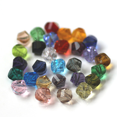 6mm Mixed Color Polygon Glass Beads