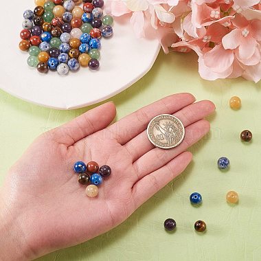 Ensembles de perles rondes en pierres précieuses naturelles mélangées de style 140pcs 7(G-CJ0001-48)-6