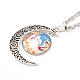 Glass Religion Fairy with Crescent Moon Pendant Necklace(NJEW-P270-01D)-1
