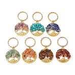 7Pcs 7 Styles Chakra Theme Tree of Life Alloy Gemstone Keychain, with Iron Split Key Rings, 6.4cm, 1pc/style(X1-KEYC-JKC00967)