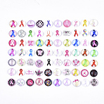 Flatback Glass Cabochons for DIY Projects, Dome/Half Round, Silk Ribbon Pattern, Mixed Color, 12x4mm(GGLA-S047-01B)