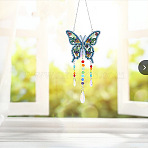DIY Diamond Painting Suncatcher Pendant Decoration Kit, Including Acrylic Board, Resin Rhinestones Bag, Diamond Sticky Pen, Tray Plate & Glue Clay, Butterfly, 430mm(DIAM-PW0009-02X)