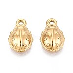 304 Stainless Steel Pendants, Beetle, Ion Plating(IP), Real 18K Gold Plated, 16x10x3.5mm, Hole: 1.5mm(STAS-T067-59G)