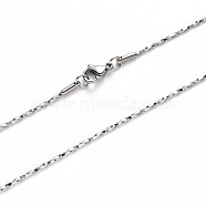 304 Stainless Steel Coreana Chain Necklace, with Lobster Claw Clasp, Stainless Steel Color, 19.68 inch(50cm)x1.2mm(NJEW-S420-006C-P)
