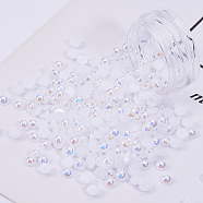 ABS Plastic Imitation Pearl Cabochons, Nail Art Decoration Accessories, AB Color Plated, Half Round, White, 4x2mm, about 1g/box(MRMJ-T021-4mm-14)