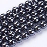 Non-Magnetic Synthetic Hematite Beads Strands, Grade AA, Round, Black, Black, 8mm, Hole: 3mm, about 53pcs/strand(G-H1623-8mm-3)