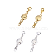 10 Sets 2 Colors Zinc Alloy Magnetic Clasps, with Lobster Clasps, Extender for Jewelry Making, Flat Round with Heart, Golden, 34x9x5mm, Hole: 2mm, 5set/color(PALLOY-CJ0001-140)