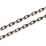 Electroplate Brass Cable Chains, Diamond Cut Chains, Two Tone, Soldered, Faceted, with Spool, Oval, Lead Free & Nickel Free, Black, 3.5x2x0.5mm, about 328.08 Feet(100m)/roll(CHC-M005-02-FF)