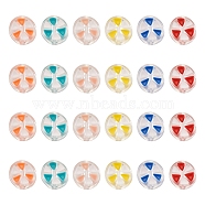Craftdady 60Pcs 6 Colors Transparent Enamel Acrylic Beads, Flat Round with Triangle, Mixed Color, 20x9mm, Hole: 3.5mm(TACR-CD0001-08)
