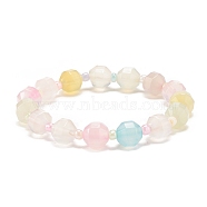 Natural Agate Round Beaded Stretch Bracelet with Glass Seed, Gemstone Jewelry for Kid, Colorful, Inner Diameter: 1-3/4 inch(4.3cm)(BJEW-JB08195-02)