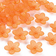 Frosted Acrylic Bead Caps, 5-Petal, Flower, Orange, 19.5x20x5.5mm, Hole: 1.6mm, about 740pcs/500g(MACR-S371-08A-724)