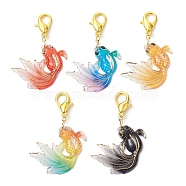 Goldfish Acrylic Pendant Decoration, with Alloy Clasp, Mixed Color, 48mm(HJEW-JM01456)