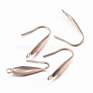 Ion Plating(IP) 316 Surgical Stainless Steel Earring Hooks, Rose Gold, 19.5x4.5x1mm, 18 Gauge, Hole: 1.2mm(STAS-H392-03RG)