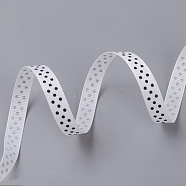 Polka Dot Ribbon Grosgrain Ribbon, White, three points on an oblique line, about 3/8 inch(10mm) wide, 50yards/roll(45.72m/roll)(RC10mm-01)