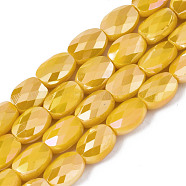 Electroplate Glass Beads Strands, AB Color Plated, Oval, Faceted, Gold, 8x6.5x4mm, Hole: 1.2mm, about 72pcs/strand, 23.62 inch(60cm)(EGLA-S194-11A-A06)