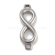 Tarnish Resistant 304 Stainless Steel Infinity Links, for Leather Cord Bracelets Making, Stainless Steel Color, 32x11x5mm, Hole: 2x2.5mm(STAS-L274-009P-01)