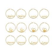304 Stainless Steel Hoop Earrings, Ring Shape, Golden, 6pairs/set(EJEW-SZ0001-19G)