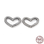 925 Sterling Silver Spring Gate Rings, Heart, Antique Silver, 10.5x16.5x2mm, Inner Diameter: 4x12mm(STER-D036-04AS)