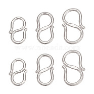 6Pcs 3 Styles Rhodium Plated 925 Sterling Silver S-Hook Clasps, with 925 Stamp, Platinum, 9~11x5.5~7x1mm, 2pcs/style(FIND-AR0004-44P)