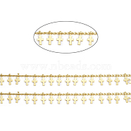 Handmade Brass Curb Chains, with Cross Charms and Spool, Soldered, Long-Lasting Plated, Real 18K Gold Plated, Link: 3x2x1mm, Cross: 10x4x1.5mm, about 32.8 Feet(10m)/roll(CHC-E020-09G)