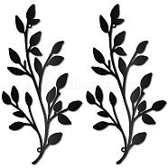 Iron Wall Signs, Metal Art Wall Decoration, for Living Room, Home, Office, Garden, Kitchen, Hotel, Balcony, Leaf, 300x150x1mm, Hole: 5mm, 2pcs/set(AJEW-WH0286-136)