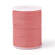 Round Waxed Polyester Cord, Taiwan Waxed Cord, Twisted Cord, Light Coral, 1mm, about 12.02 yards(11m)/roll(YC-G006-01-1.0mm-28)