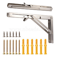 304 Stainless Steel Folding Shelf Brackets, with Plastic Plus & Iron Screws, Stainless Steel Color, 1.6~40x0.65~3.7x0.65~2.4cm, 20pcs/set(SW-TAC0001-15P)