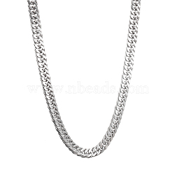 201 Stainless Steel Curb Chain Necklaces, Stainless Steel Color, 24.02 inch(61cm)(NJEW-Q336-06B-P)