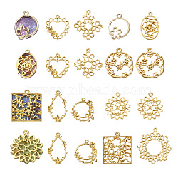 Cheriswelry 40Pcs 10 Style Alloy Open Back Bezel Pendants, for DIY UV Resin, Epoxy Resin, Pressed Flower Jewelry, Golden, 4pcs/style(PALLOY-CW0001-02)